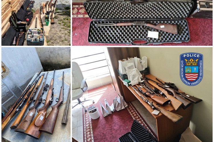 Több mint egy tucat lőfegyvert foglaltak le a győri nyomozók – csak egyre volt engedély